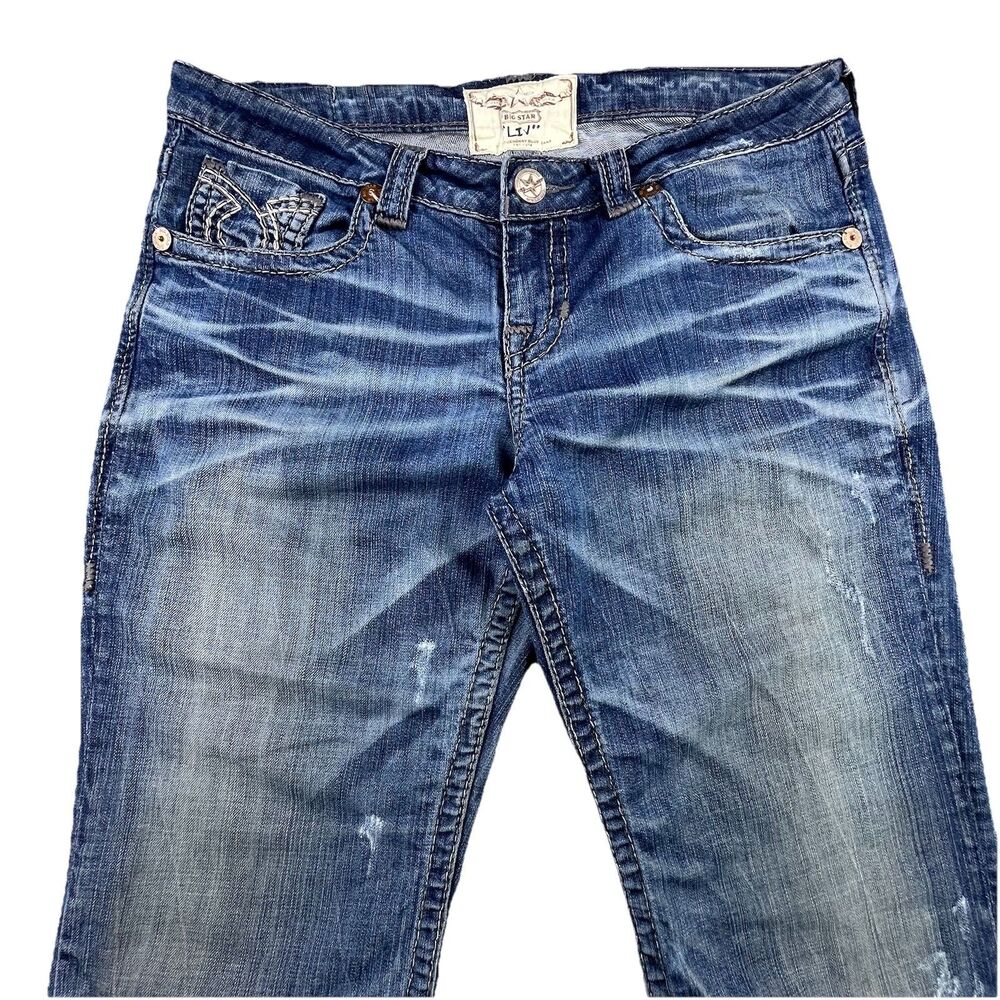 Big Star Liv Bootcut Jeans Size 32 XL Embroidered Western Country Cowgirl Barn